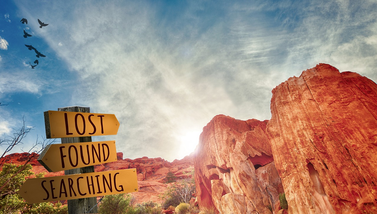Lost Found Searching signpost